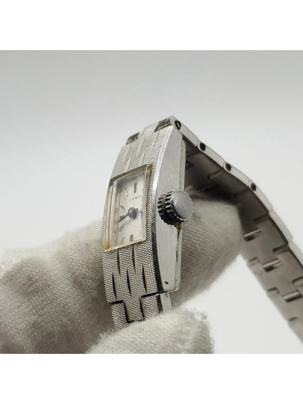 Vintage La Marque Mechanical Small Rectangle Dial Womens Watch 11mm Running 6.75